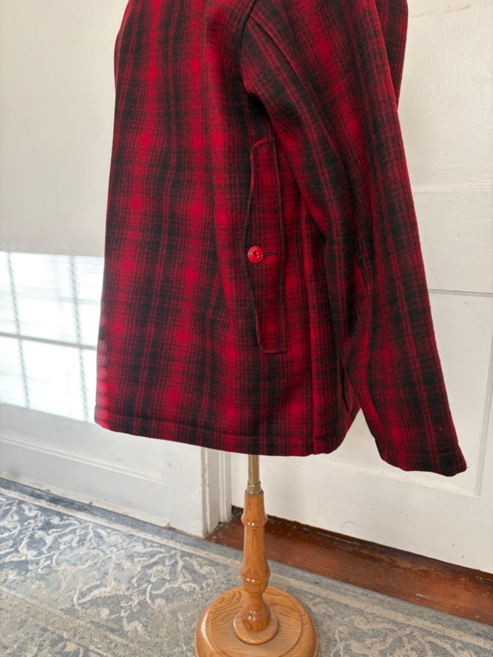 Woolrich Red and Black Plaid Military Field Jacket - Picture 4 of 10